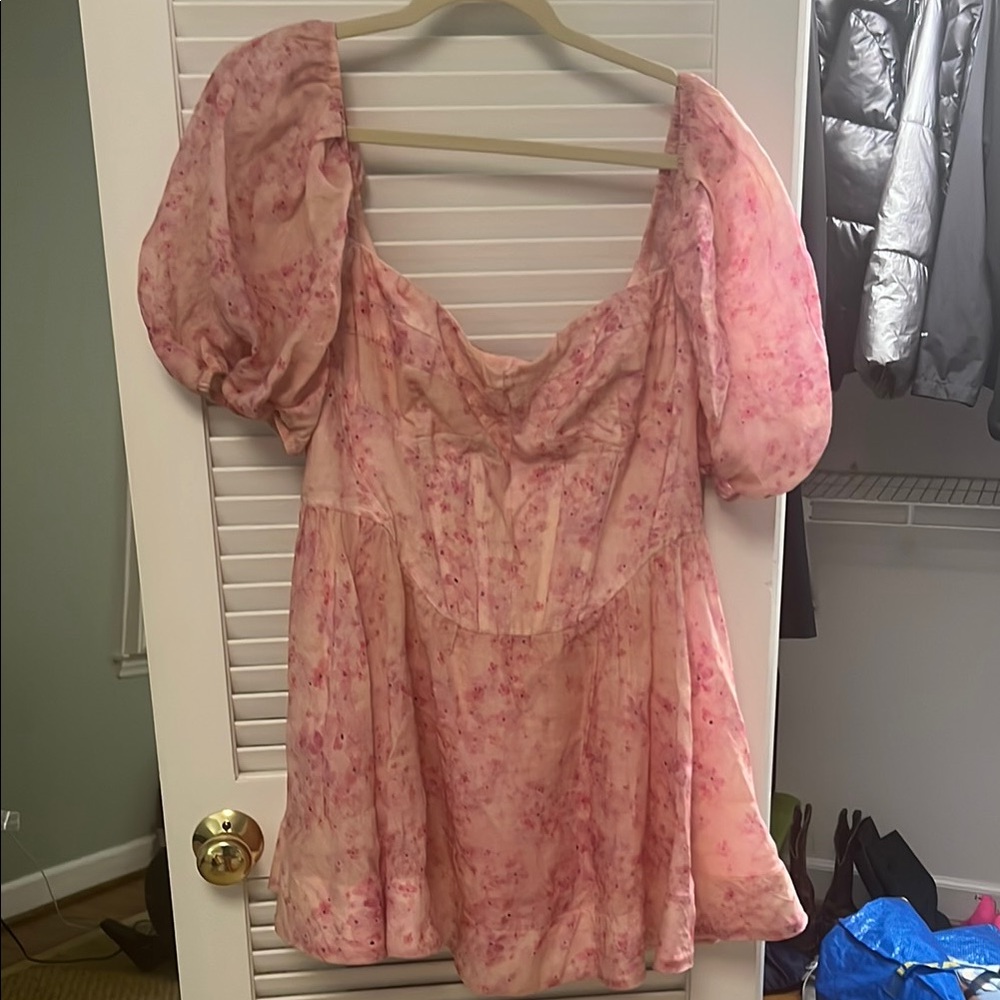 Floral Pink Puff Sleeve Dress